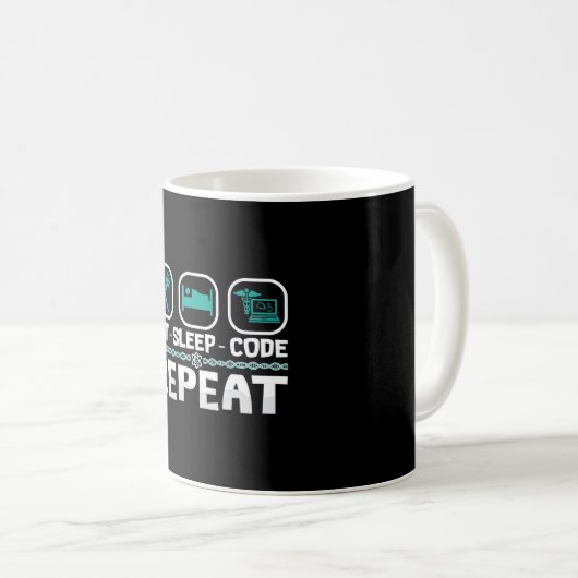 Eat Sleep Code Wiederholung medizinischer Coder IC Kaffeetasse (VorderseiteRechts)