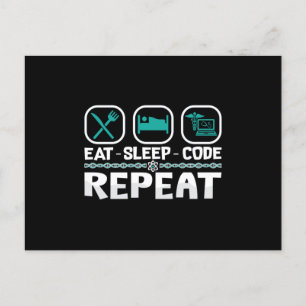 Eat Sleep Code Wiederholung medizinischer Coder IC Postkarte