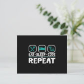 Eat Sleep Code Wiederholung medizinischer Coder IC Postkarte (Stehend Vorderseite)