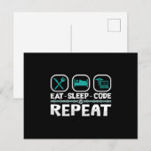 Eat Sleep Code Wiederholung medizinischer Coder IC Postkarte (Vorne/Hinten)