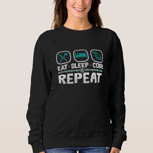 Eat Sleep Code Wiederholung medizinischer Coder IC Sweatshirt (Vorderseite)