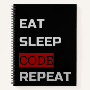 Eat Sleep CODE Wiederholung Notizblock