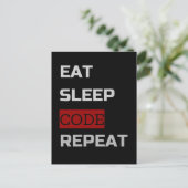 Eat Sleep CODE Wiederholung Postkarte (Stehend Vorderseite)