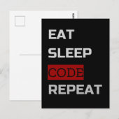 Eat Sleep CODE Wiederholung Postkarte (Vorne/Hinten)