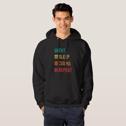 Eat sleep coding repeat with tick check boxes hoodie (Vorne ganz)