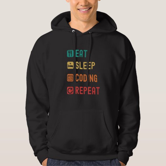 Eat sleep coding repeat with tick check boxes hoodie (Vorderseite)
