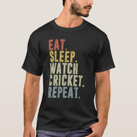 Eat Sleep Cricket Repeat Cricketer T-Shirt (Vorderseite)