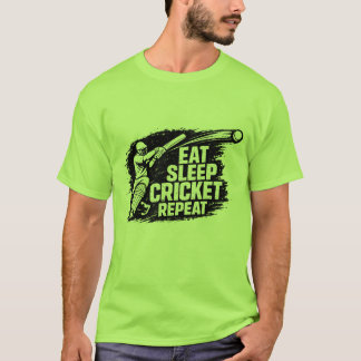 Eat Sleep Cricket Repeat T-Shirt | Lustiges Cricke