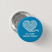 Eat Sleep Crochet Wiederholung Button (Vorne & Hinten)