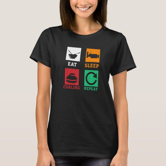 Eat Sleep Curling Repeat Curling Curling Player T-Shirt (Vorderseite)