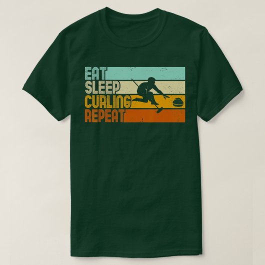 Eat Sleep Curling Repeat Retro Curling (4) T-Shirt (Design vorne)