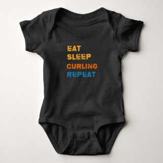 Eat Sleep Curling Wiederholung, Curling Fan Baby Strampler