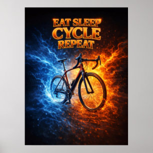 Eat Sleep Cycle Retro Poster