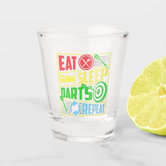 Eat Sleep Darts Repeat - Dart Player Schnapsglas (Vorderseite)