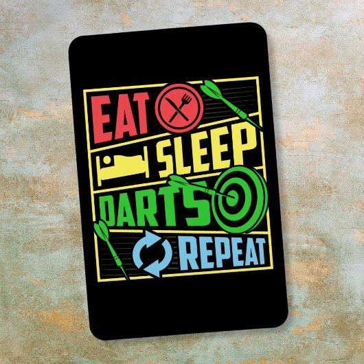 Eat Sleep Darts Repeat - Funny Dart Fan Magnet