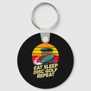 Eat Sleep Disc Golf Repeat Retro Sonnenuntergang S Schlüsselanhänger