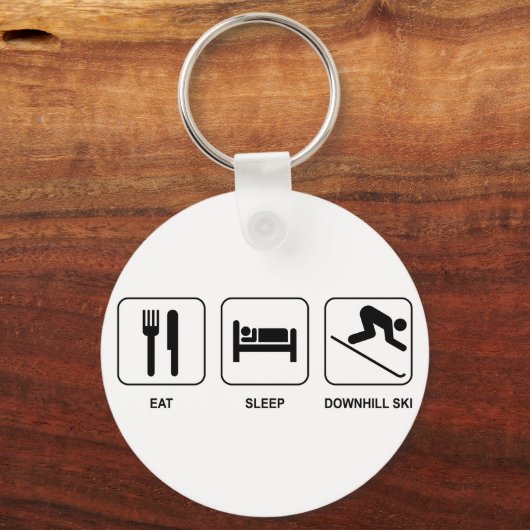 Eat Sleep Downhill Ski Schlüsselanhänger (Vorderseite)