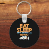 Eat Sleep Drive Electric Car Ecar Charge Geschenk Schlüsselanhänger (Vorderseite)