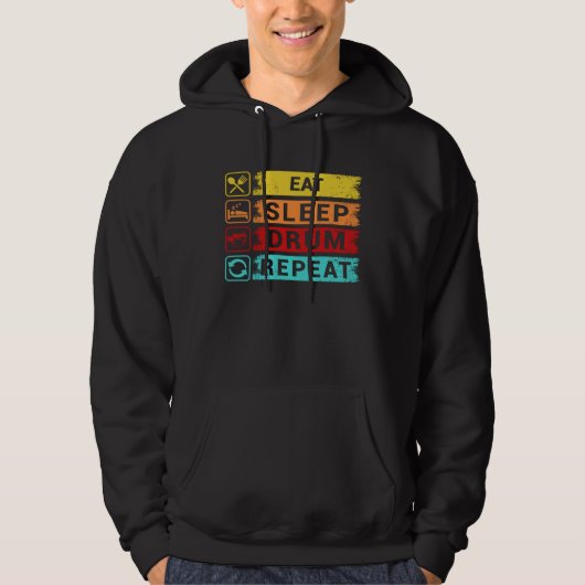 Eat Sleep Drum Repeat Drummer Apparel Hoodie (Vorderseite)
