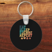 Eat Sleep Euchre Repeat Kartenspiel Schlüsselanhänger (Vorderseite)