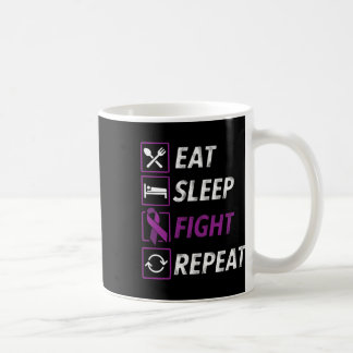 Eat Sleep Fight Wiederholung Lila Ribbon Epilepsie Kaffeetasse