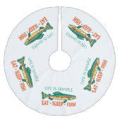 Eat Sleep Fish - Funny Fishing Sprichwort Polyester Weihnachtsbaumdecke (Vorderseite)