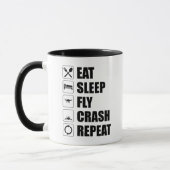 Eat Sleep Fly Crash Wiederholung Funny Drone Pilot Tasse (Links)