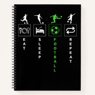 Eat Sleep Football Wiederholung Notizblock