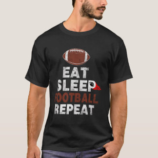 Eat Sleep Football Wiederholung Retro Funny Americ T-Shirt
