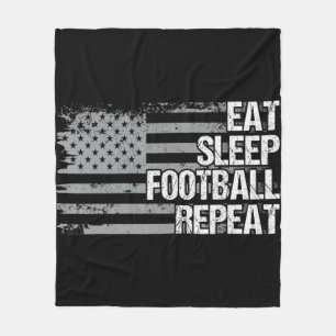Eat Sleep Football Wiederholung US Flag Männer Fra Fleecedecke