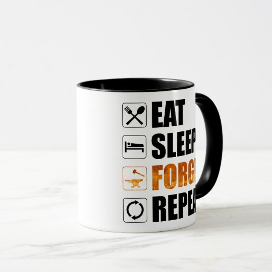 Eat Sleep Forge Repeat Blacksmith Tasse (VorderseiteRechts)