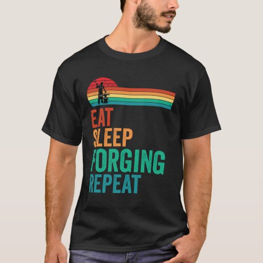 Eat Sleep Forging Repeat Forge Blacksmith Anvil T-Shirt (Vorderseite)
