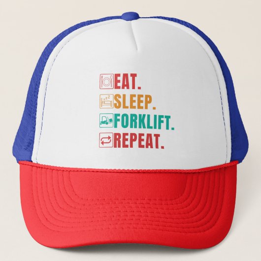 EAT SLEEP FORKLIFT REPEAT - FORKLIFT OPERATOR TRUCKERKAPPE (Vorderseite)