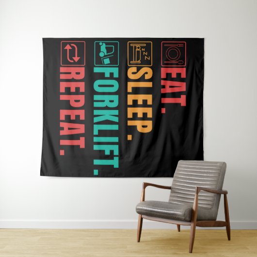 EAT SLEEP FORKLIFT REPEAT - FORKLIFT OPERATOR WANDTEPPICH (Beispiel (Horizontal))
