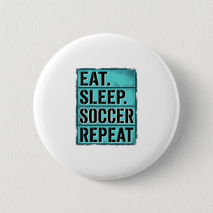 Eat Sleep Fußball Repeat Vintage-Typografie-Shirt  Button