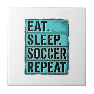Eat Sleep Fußball Repeat Vintage-Typografie-Shirt  Fliese