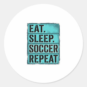 Eat Sleep Fußball Repeat Vintage Typography T-Shir Runder Aufkleber