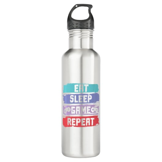 Eat Sleep Game Repeat Controller Edelstahlflasche (Vorderseite)