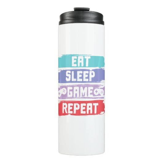 Eat Sleep Game Repeat Controller Thermosbecher (Vorderseite)