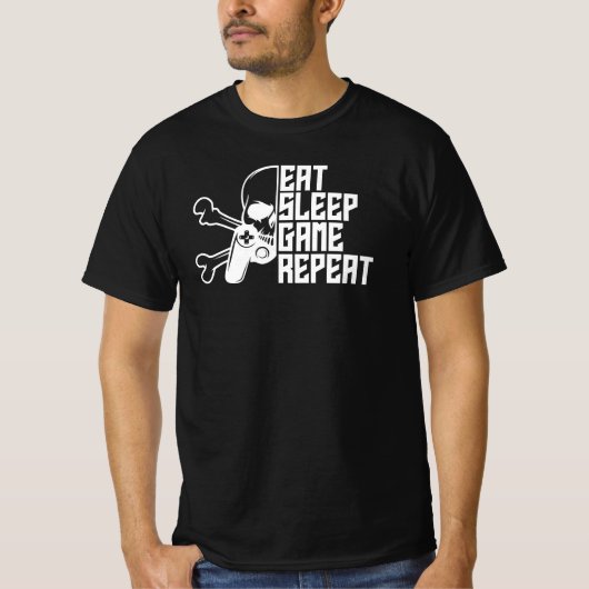 Eat Sleep Game Repeat Funny Gamer Quote T-Shirt (Vorderseite)