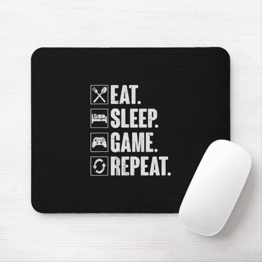 Eat Sleep Game Repeat Funny Video Gamer Gift Gamin Mousepad (Mit Mouse)