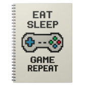 Eat Sleep Game Repeat – Pixel Gamer Notebook Notizblock (Vorderseite)