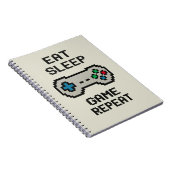 Eat Sleep Game Repeat – Pixel Gamer Notizbuch Notizblock (Rechte Seite)