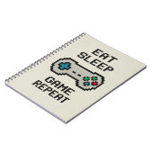 Eat Sleep Game Repeat – Pixel Gamer Notizbuch Notizblock (Linke Seite)