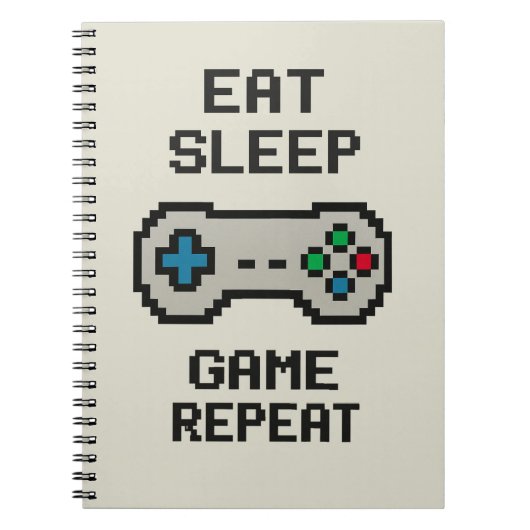 Eat Sleep Game Repeat – Pixel Gamer Notizbuch Notizblock (Vorderseite)