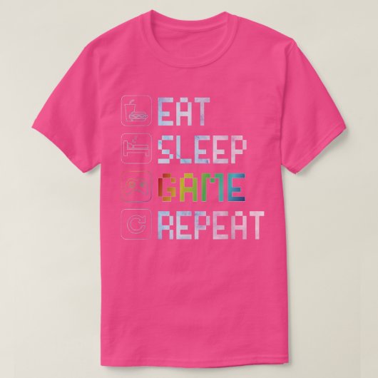 Eat Sleep Game Repeat  RGB Effect  for Video Games T-Shirt (Design vorne)