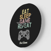 Eat Sleep Game Repeat Sprichwort Geschenk für Game Große Wanduhr (Winkel)
