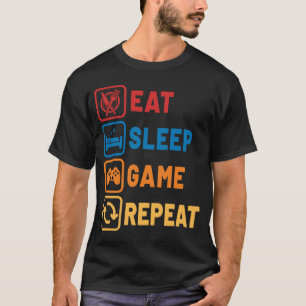 Eat Sleep Game Wiederholung Funny Gamer Controller T-Shirt