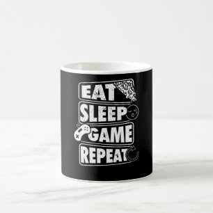 Eat Sleep Game Wiederholung Gamer Gaming Geschenk Kaffeetasse