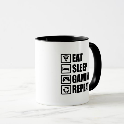 Eat Sleep Gaming Repeat Tasse (VorderseiteRechts)